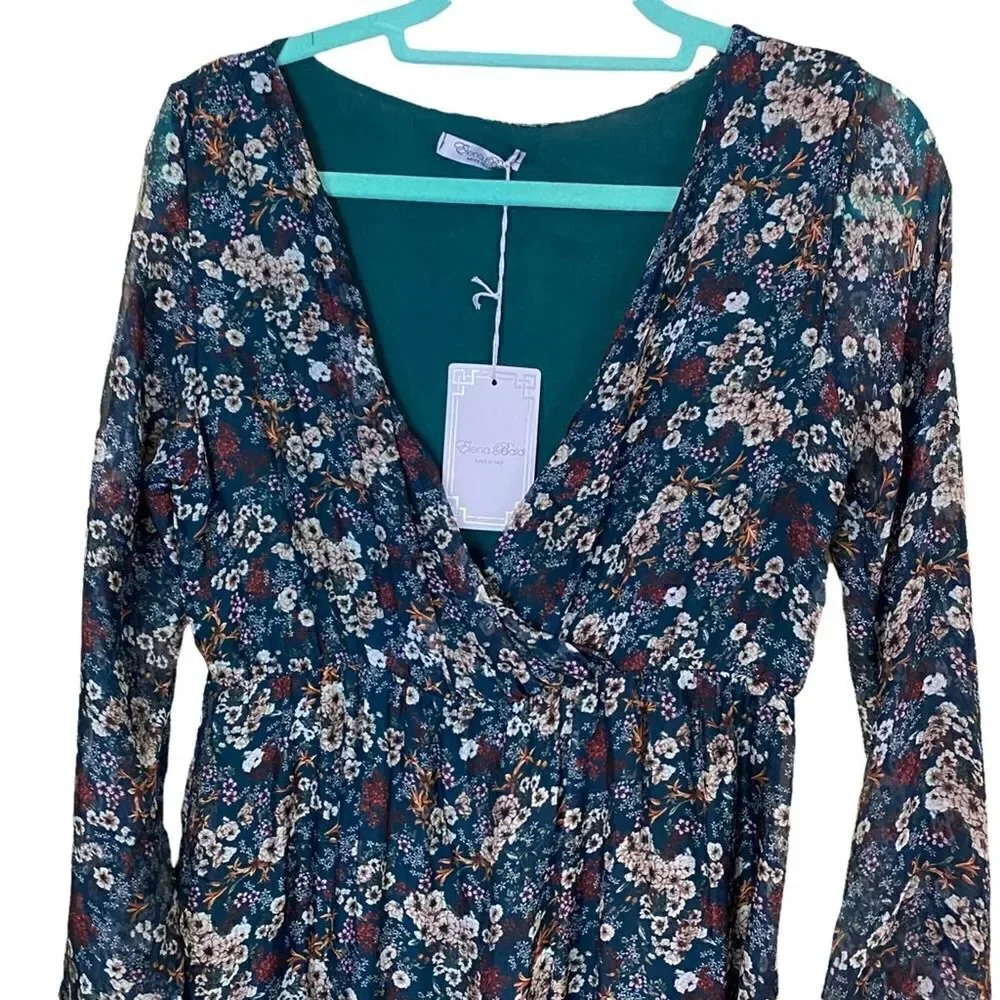 Elena Baldi Silk Floral Hi-Lo Dress Size Small